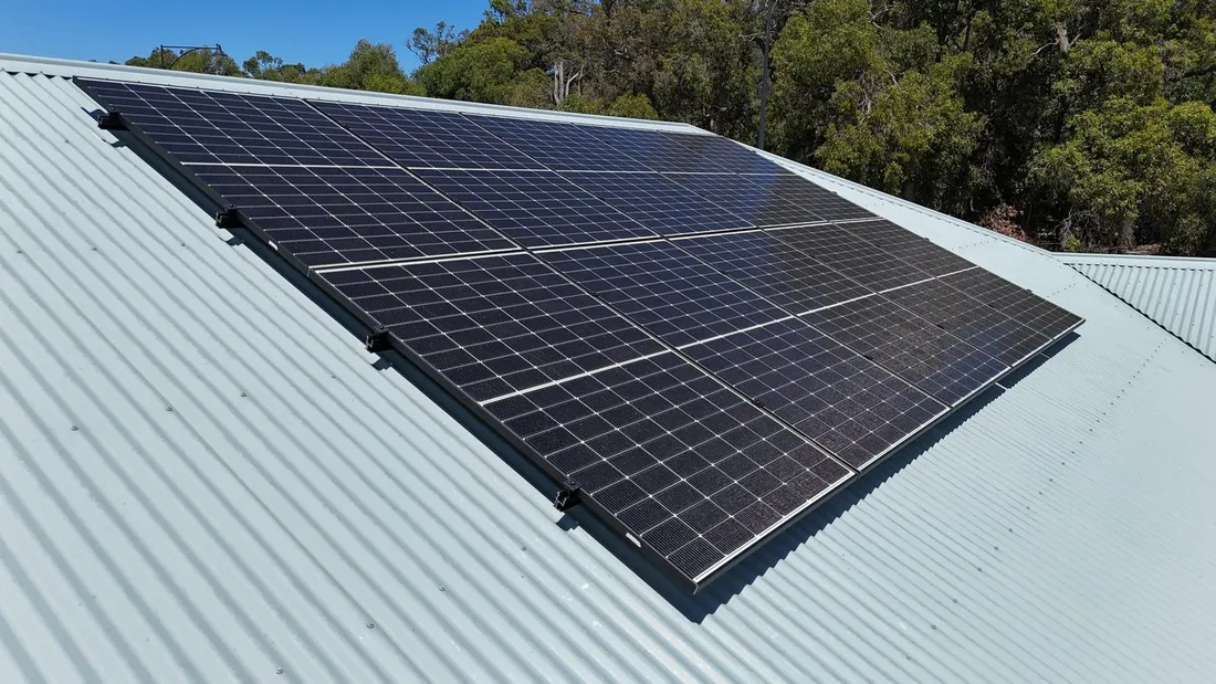 Solar panels on a new home in Baldivis, seen from above
