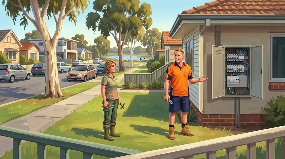 Illustration of a SolArk Electrical tradesman on a job in bayswater and bassendean of Perth