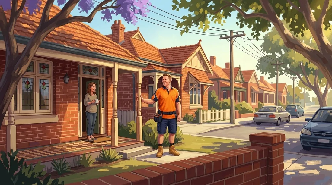 Illustration of a SolArk Electrical tradesman on a job in the inner northern suburbs of Perth