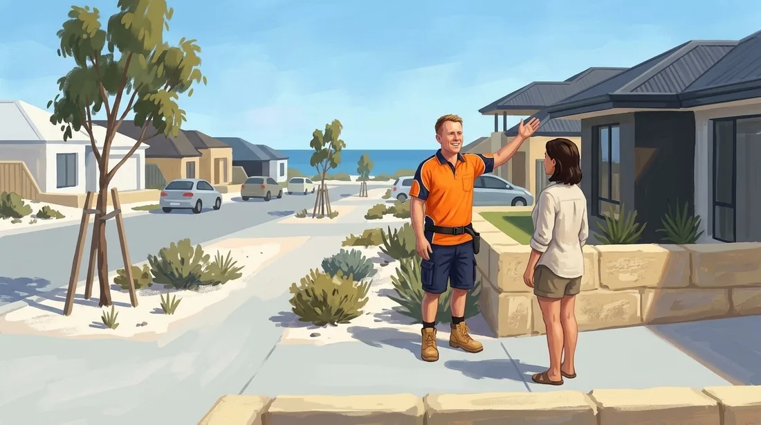Illustration of a SolArk Electrical tradesman on a job in the northern coastal strip of Perth