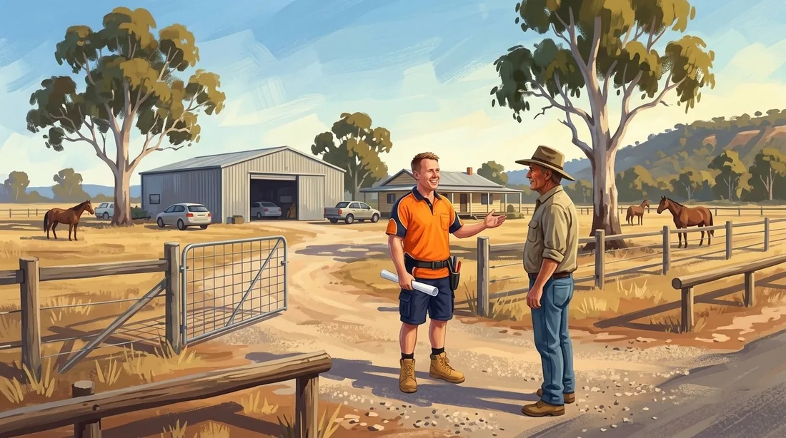 Illustration of a SolArk Electrical tradesman on a job in the serpentine jarrahdale rural belt of Perth