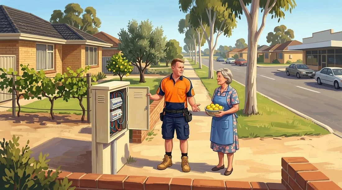 Illustration of a SolArk Electrical tradesman on a job in the stirling suburbs of Perth
