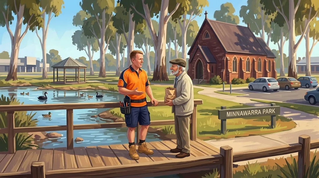 Illustration of a SolArk Electrical tradesman at Minnawarra Park in Armadale