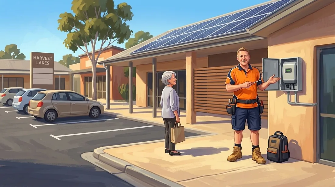 Illustration of a SolArk Electrical tradesman at The Village Harvest Lakes in Atwell