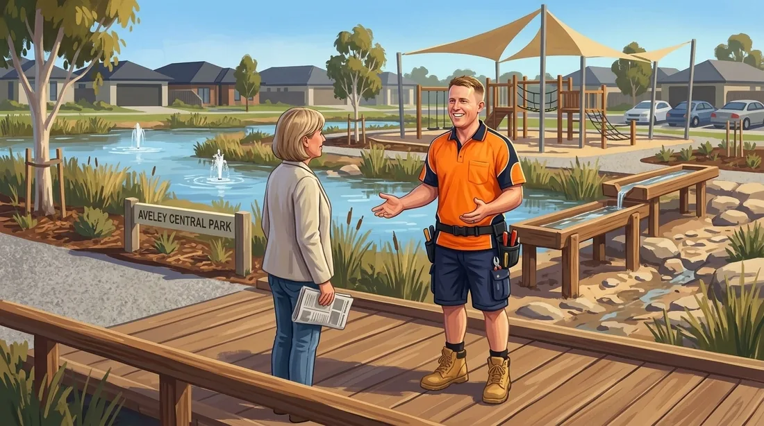 Illustration of a SolArk Electrical tradesman at Aveley Central Park in Aveley