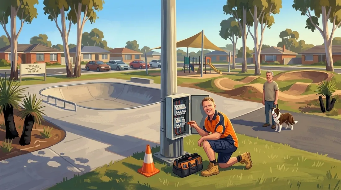 Illustration of a SolArk Electrical tradesman at Princess Wallington Reserve in Balga