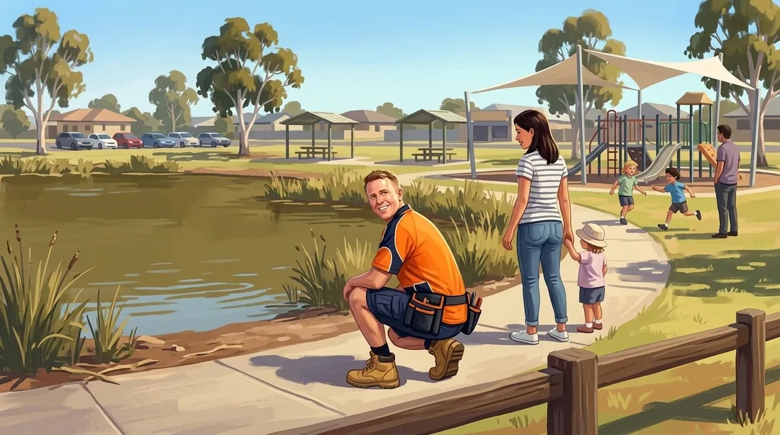 Illustration of a SolArk Electrical tradesman at Emu Lake in Ballajura