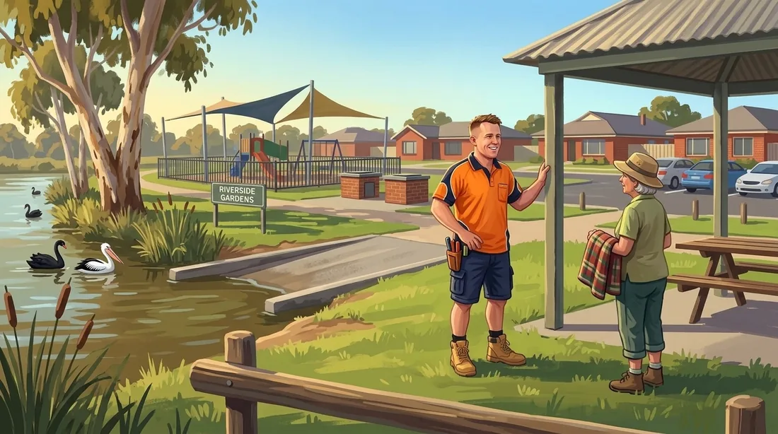 Illustration of a SolArk Electrical tradesman at Riverside Gardens in Bayswater