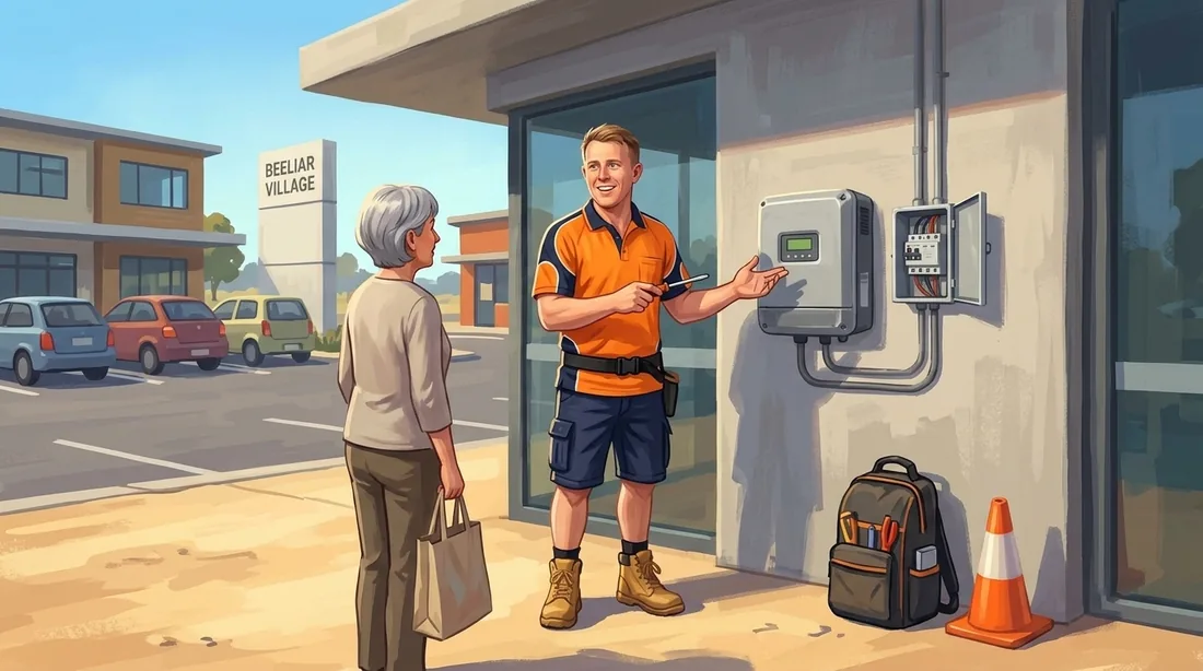 Illustration of a SolArk Electrical tradesman at Beeliar Village in Beeliar