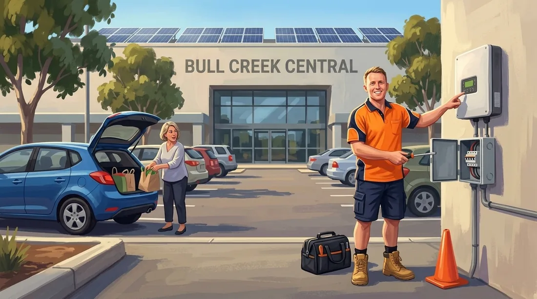 Illustration of a SolArk Electrical tradesman at Bull Creek Central in Bull Creek