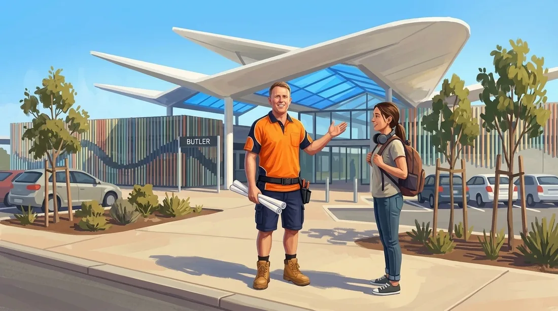 Illustration of a SolArk Electrical tradesman at Butler Station in Butler