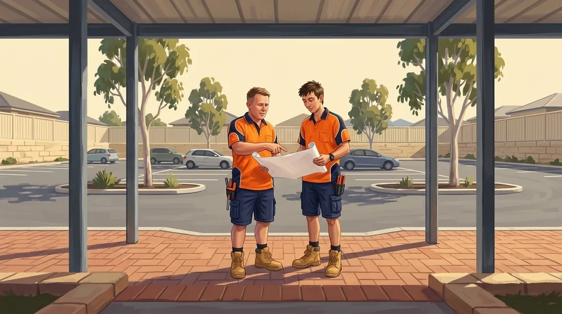 Illustration of a SolArk Electrical tradesman at Livingston Marketplace in Canning Vale
