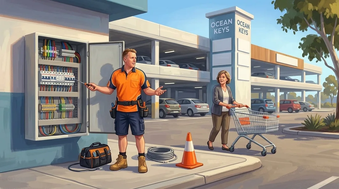 Illustration of a SolArk Electrical tradesman at Ocean Keys in Clarkson