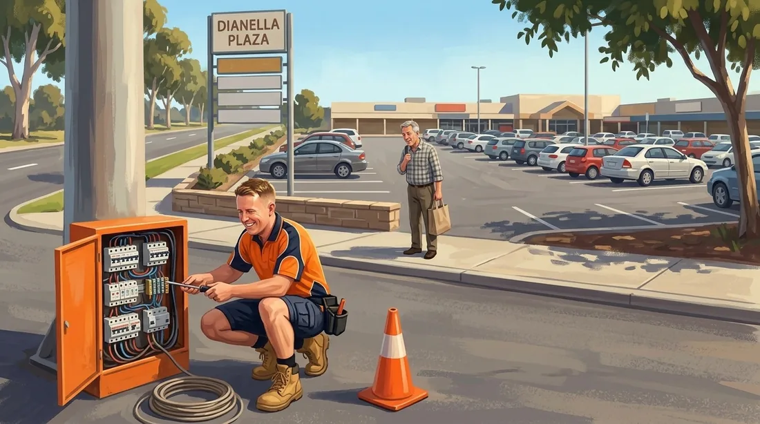 Illustration of a SolArk Electrical tradesman at Dianella Plaza in Dianella