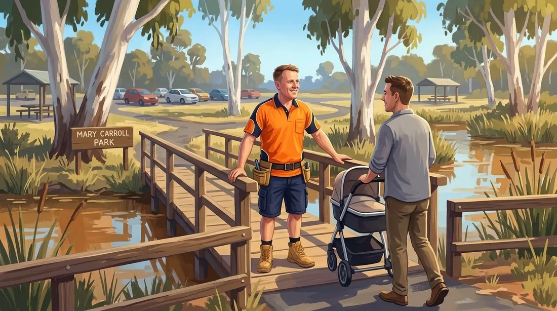Illustration of a SolArk Electrical tradesman at Mary Carroll Park in Gosnells