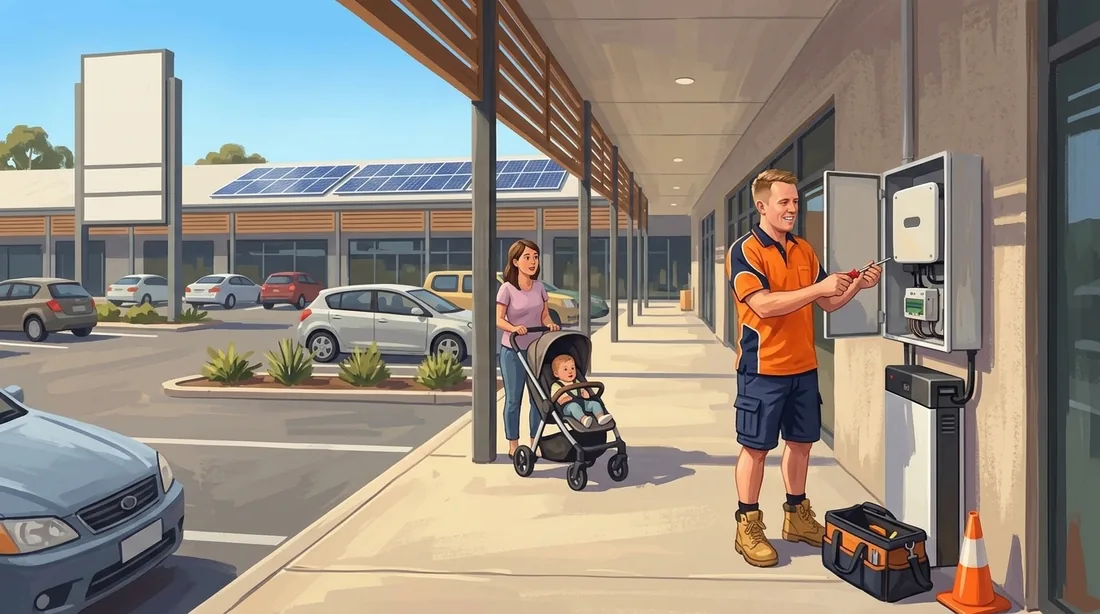 Illustration of a SolArk Electrical tradesman at Stockland Harrisdale in Harrisdale