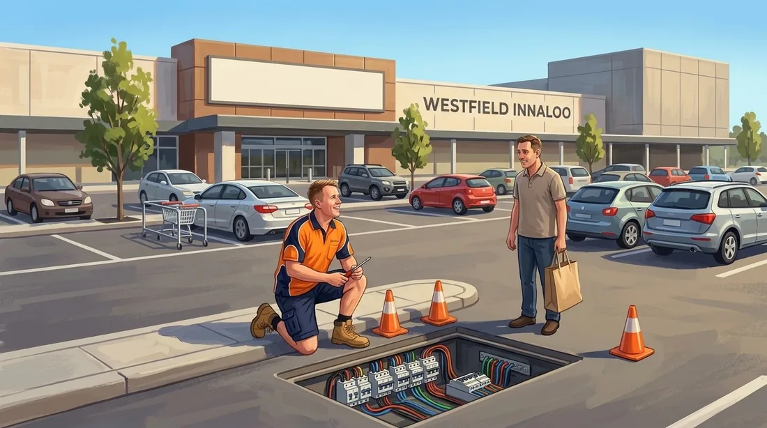 Illustration of a SolArk Electrical tradesman at Westfield Innaloo in Innaloo