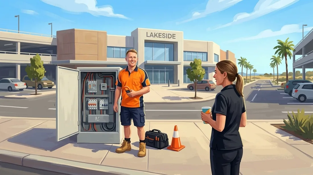 Illustration of a SolArk Electrical tradesman at Lakeside Joondalup in Joondalup