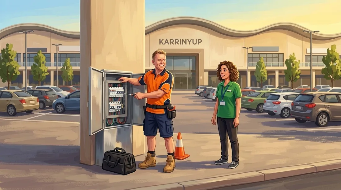 Illustration of a SolArk Electrical tradesman at Karrinyup Shopping Centre in Karrinyup