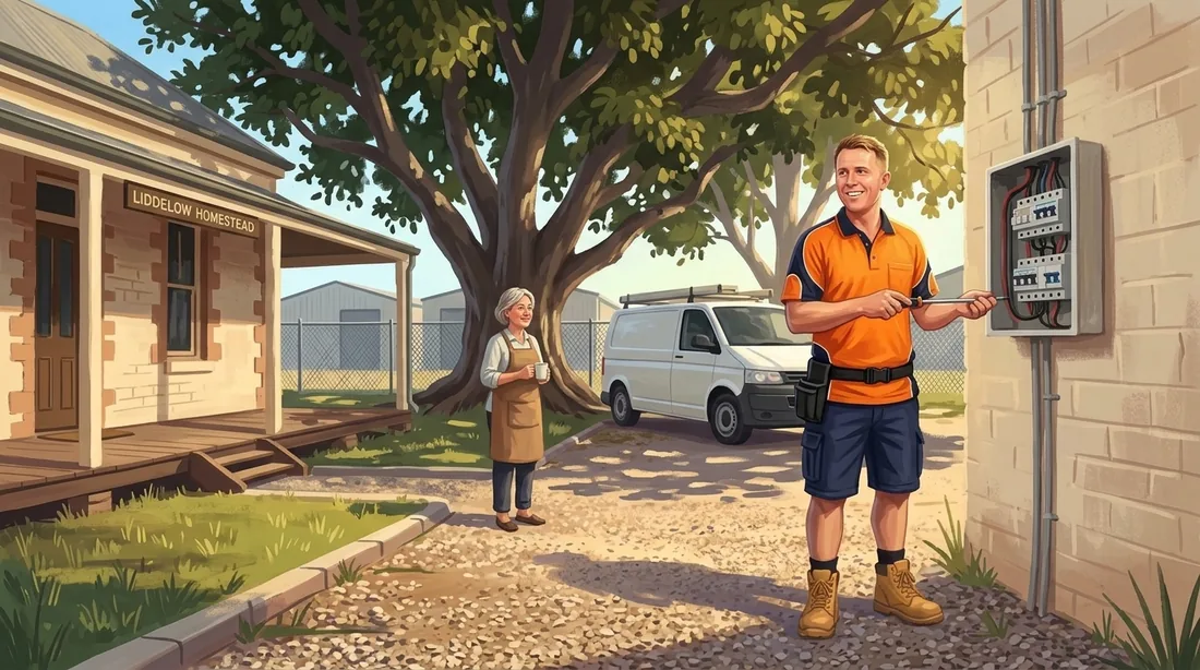Illustration of a SolArk Electrical tradesman at Liddelow Homestead in Kenwick