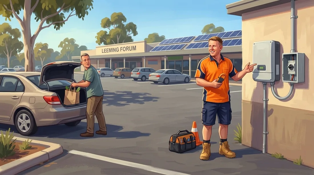 Illustration of a SolArk Electrical tradesman at Leeming Forum in Leeming