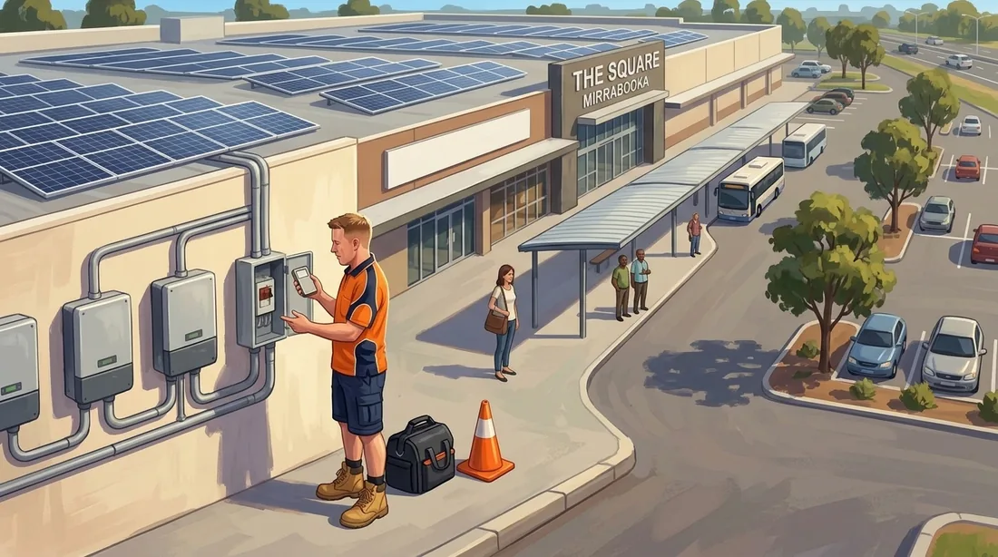 Illustration of a SolArk Electrical tradesman at The Square Mirrabooka in Mirrabooka