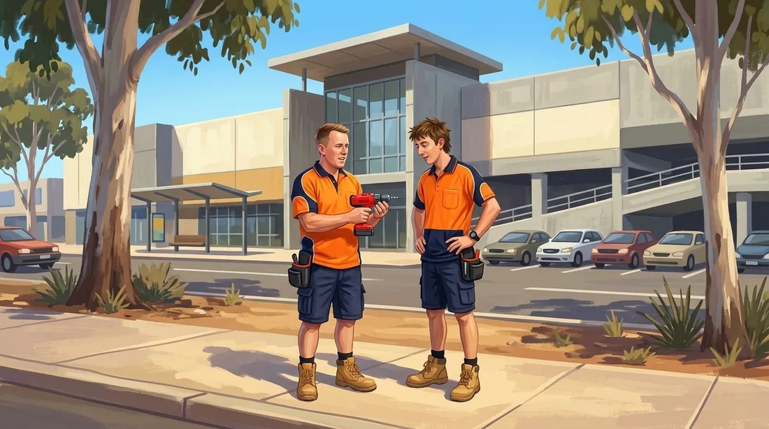 Illustration of a SolArk Electrical tradesman at Galleria Shopping Centre in Morley