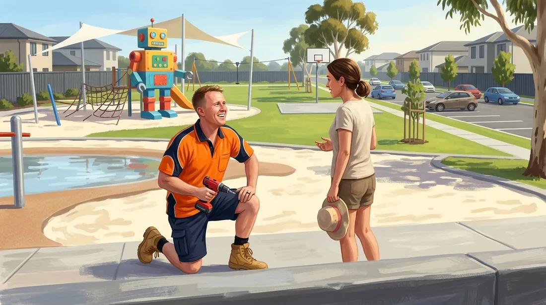 Illustration of a SolArk Electrical tradesman at Robot Park in Piara Waters