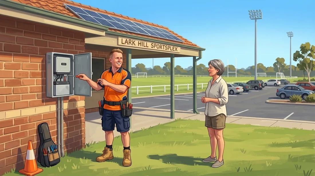 Illustration of a SolArk Electrical tradesman at Lark Hill Sportsplex in Port Kennedy