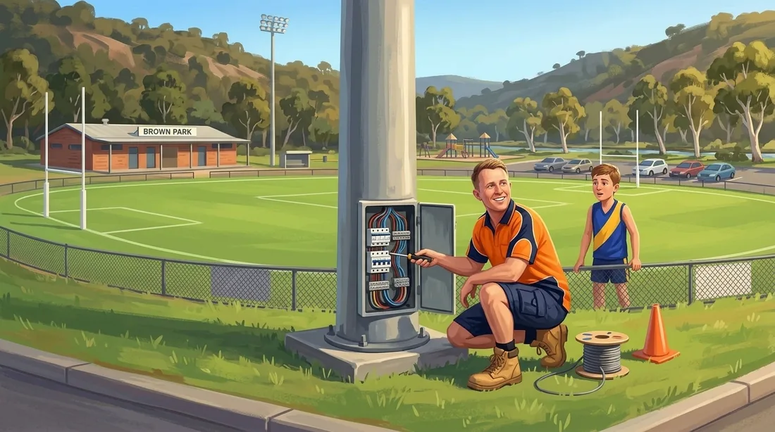 Illustration of a SolArk Electrical tradesman at Brown Park in Swan View
