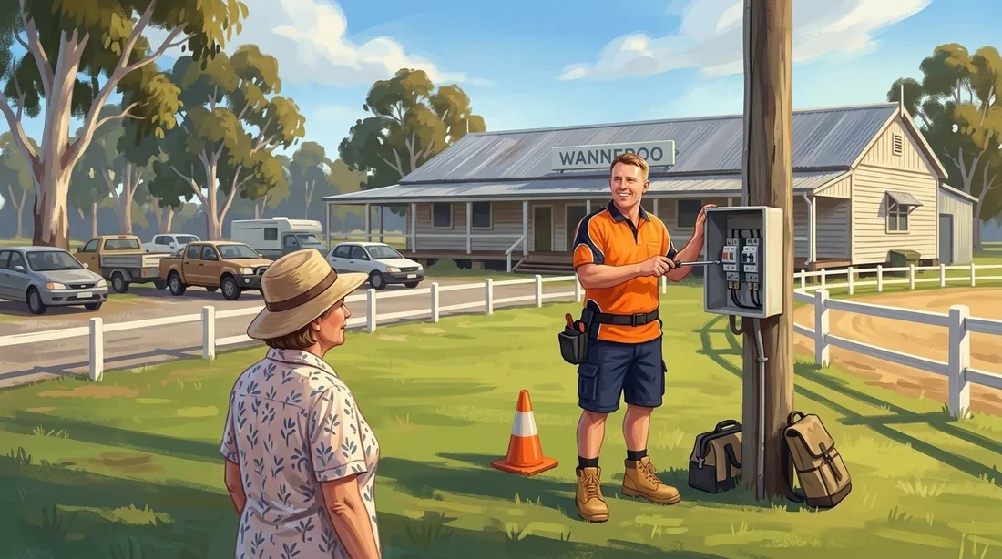 Illustration of a SolArk Electrical tradesman at Wanneroo Showgrounds in Wanneroo