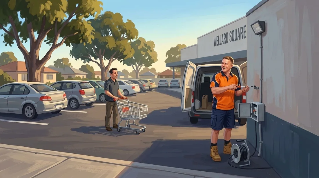 Illustration of a SolArk Electrical tradesman at Wellard Square in Wellard