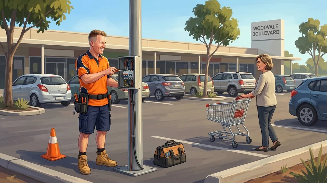 Illustration of a SolArk Electrical tradesman at Woodvale Boulevard in Woodvale