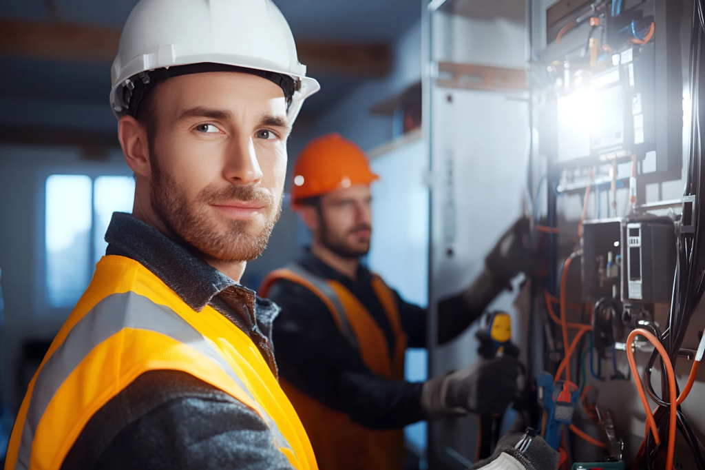 Professional Mandurah electricians installing a new switchboard.